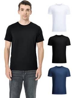 Pioneer Camp Herren T-Shirt Set Baumwolle Rundkragen Einfarbig Basic Tee Slim Fit Kurzarm Männer Multipack 3PCS BK WH NY L von Pioneer Camp