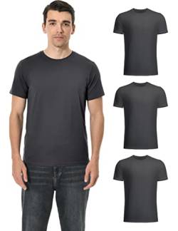 Pioneer Camp Herren T-Shirt Set Baumwolle Rundkragen Einfarbig Basic Tee Slim Fit Kurzarm Männer Multipack Grau L 3PCS von Pioneer Camp