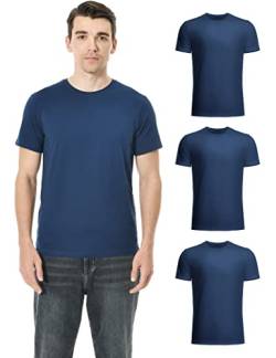 Pioneer Camp Herren T-Shirt Set Baumwolle Rundkragen Einfarbig Basic Tee Slim Fit Kurzarm Männer Multipack Marine L 3PCS von Pioneer Camp