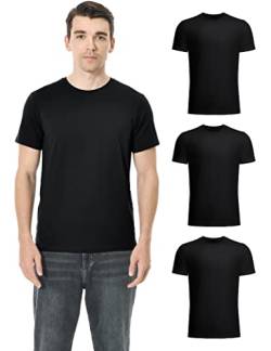 Pioneer Camp Herren T-Shirt Set Baumwolle Rundkragen Einfarbig Basic Tee Slim Fit Kurzarm Männer Multipack Schwarz L 3PCS von Pioneer Camp