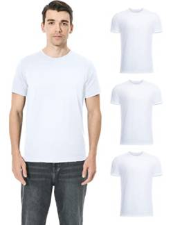 Pioneer Camp Herren T-Shirt Set Baumwolle Rundkragen Einfarbig Basic Tee Slim Fit Kurzarm Männer Multipack Weiss L 3PCS von Pioneer Camp