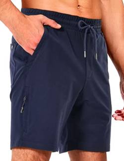 Pioneer Camp Kurze Hosen Herren Sporthose Kurz Casual Baumwolle Jogginghose Elastische Taille Mit Reißverschluss Sweatshort 7" Navy L von Pioneer Camp