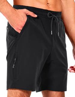 Pioneer Camp Kurze Hosen Herren Sporthose Kurz Casual Baumwolle Jogginghose Elastische Taille Mit Reißverschluss Sweatshort 7" Schwarz L von Pioneer Camp