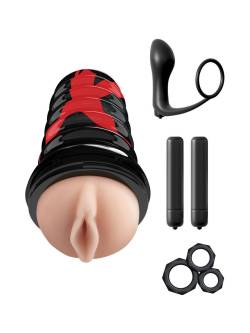 PDX Elite Ass Gasm Vibrating Kit: Masturbator, schwarz/haut von Pipedream