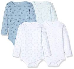 PIPPI Unisex Baby 4er Pack Aufdruck, Langarm Formender Body, Blau (Lightblue 701), (Herstellergröße:98) von Pippi