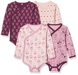 PIPPI Unisex Baby 4er Pack Wickelbody mit Aufdruck, Langarm Formender Body, Violett (Lilac 600), (Herstellergröße:62) von Pippi