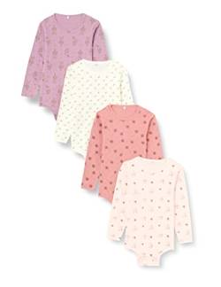 PIPPI Unisex Baby Body LS AO-Printed (4-Pack) Underwear, Dusty Rose, 86 von Pippi