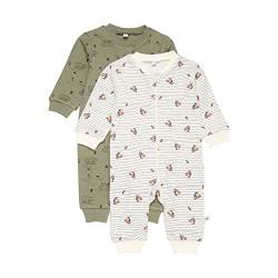 PIPPI Unisex Baby Nightsuit-Zipper (2-Pack) Pajama Set, Deep Lichen Green, 80 von Pippi