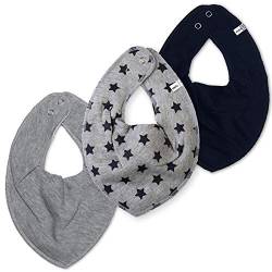 Pippi 3er Set Halstücher, 2x Babywear Halstuch uni, 1x Babywear Halstuch bedruckt (Navy Stars) von Pippi