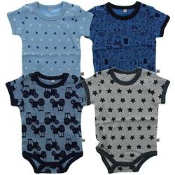 Pippi 4er Pack Baby Jungen Body mit Aufdruck, Kurzarm, Alter 0-1 Monate, Größe: 50, Farbe: Blau, 3820 von Pippi