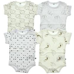 Pippi 4er Pack Baby Unisex Body mit Aufdruck, Kurzarm, Alter 6-9 Monate, Größe: 74, Farbe: Weiß, 3820 von Pippi