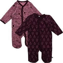 Pippi Baby - Mädchen Pippi 2er Pack Baby Schlafanzug mit Aufdruck, Langarm Füßen Schlafstrampler, Violett (Lilac 600), 92 EU von Pippi