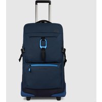 Piquadro Corner 2.0 Reisetasche mit Rollen aus recyceltem Stoff Blu von Piquadro