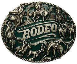 Piratenladen Western Rodeo Buckle mit Cowboys und Pferden - Gürtelschnalle von Piratenladen