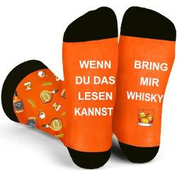 Piroo Whiskey Lustige Geschenke für Männer Geburtstag Whiskey Socken Herren Lustig Wenn Du das lesen kannst bring mir Socken mit Spruch auf Sohle Witzig Männertag Vatertag Herrentag Geschenk von Piroo