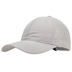 PivotWing Basecap Damen Herren Baseball Running Cap Laufmütze Schirmmütze Sonnenschutz Lauf Cap Cappy Männer Frauen Mesh Sport Cap for Running Golf Tennis Mützen Laufmützen, Hellgrau von PivotWing