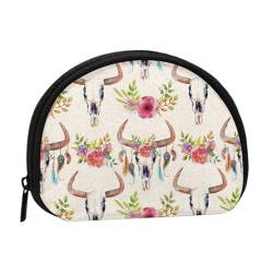 Bloom Münzgeldbörse mit Sonnenblumen-Motiv, Mini-Beutel, Geldbörse, Kleingeldtasche für Damen, Mädchen, Kinder, Runner Bull Skull, Einheitsgröße von Piwine