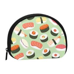 Mini-Geldbörse mit Cartoon-Motiv, Violett, für Damen, Mädchen, Kinder, Sushi-Lebensmittelmuster, Einheitsgröße von Piwine