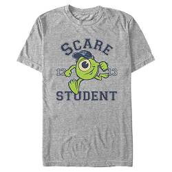 Monsters Unisex Monster's Inc Scare Student Organic Short Sleeve T-shirt, Melange Grau, L von Pixar