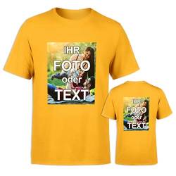 T-Shirt selbst gestalten * Gelb in 3XL * wahlweise einseitig oder doppelseitig Bedruckt mit eigenem Foto Text Logo Name * ringgesponnene Baumwolle * viele Farben und Größen von PixiPrints.com