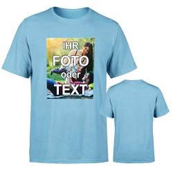 T-Shirt selbst gestalten * Hellblau in XL * wahlweise einseitig oder doppelseitig Bedruckt mit eigenem Foto Text Logo Name * ringgesponnene Baumwolle * viele Farben und Größen von PixiPrints.com