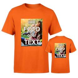 T-Shirt selbst gestalten * Orange in L * wahlweise einseitig oder doppelseitig Bedruckt mit eigenem Foto Text Logo Name * ringgesponnene Baumwolle * viele Farben und Größen von PixiPrints.com