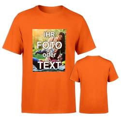 T-Shirt selbst gestalten * Orange in XS * Bedruckt mit eigenem Foto Text Logo Name * ringgesponnene Baumwolle * viele Farben und Größen von PixiPrints.com
