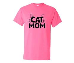 Damen T-Shirt Frauen Katze lustig Cat Mom Katzenmama Katzenfreund (rosa, M) von Pixkids