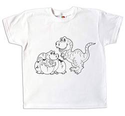Kinder T-Shirt Dinosaurier zum bemalen mit Vordruck Kindergeburtstag Kindergarten … (104) von Pixkids