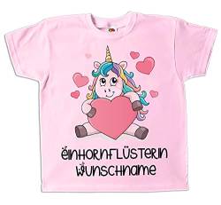 Kinder T-Shirt Einhorn für Mädchen Rosa mit Wunschtext Wunschname Name (Light Pink, 104) von Pixkids
