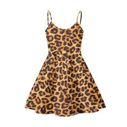Pizding Damen Mädchen Sommer Ärmellos Kleid Röcke Strandkleidung Größe XS-4XL, leopard, Medium von Pizding
