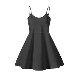 Pizding Frauen Mädchen Sommer Ärmellos Kleid Röcke Beachwear Größe XS-4XL, Schwarz , Medium von Pizding