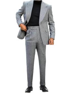 Pkrboro Herren Hahnentritt Anzug Zweiteilig Kerbe Revers Jacke Hose für Business/Casual/Daily von Pkrboro