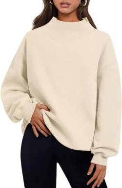 Placitiume 2023 Damen Oversized Hoodies Sweatshirts Fleece Kapuzenpullover Tops Rollkragen Herbst Outfits, aprikose, 46 von Placitiume