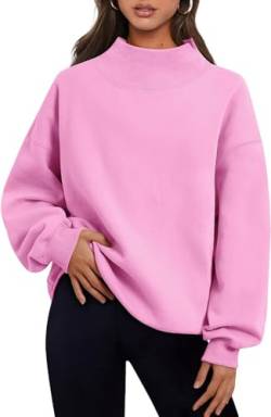 Placitiume 2023 Damen Oversized Hoodies Sweatshirts Fleece Kapuzenpullover Tops Rollkragen Herbst Outfits, rose, 36 von Placitiume