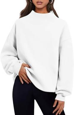 Placitiume 2023 Damen Oversized Hoodies Sweatshirts Fleece Kapuzenpullover Tops Rollkragen Herbst Outfits, weiß, 46 von Placitiume