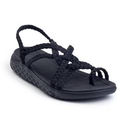 Plaka Erkunden Sie Wander- und Wandersandalen für Frauen | Bequeme Sommersandale mit Fußgewölbeunterstützung | Wasserdichte bequeme Sandalen für Reisen, Strand oder Pool, Pure Black, 37.5/38 EU von Plaka