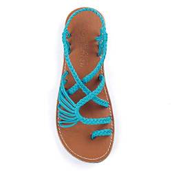 Plaka Flache Damen-Sandalen aus Gummi, blaugrün, 41 EU von Plaka