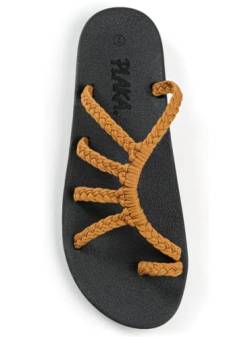 Plaka Relief Flip Flops für Frauen mit Fußgewölbeunterstützung | Bequeme Sandalen für Frauen | Perfekt für den Strand, lange Spaziergänge oder Pool, Gelb (Sandgelb), 42 EU von Plaka