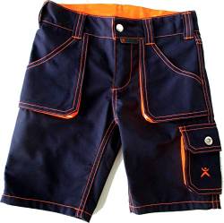 Planam Junior Shorts Arbeitshose kurz für Kinder in Mehreren Farben (Marine-orange, 110/116) von Planam