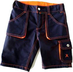 Planam Junior Shorts Arbeitshose kurz für Kinder in Mehreren Farben (Marine-orange, 122/128) von Planam