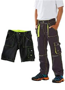 Planam Junior im Set Bundhose und Shorts in verschiedenenen Farben (anthrazit-gelb, 122/128) von Planam