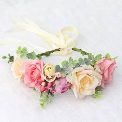 Blumenkrone, Blumenkranz, Stirnband, Blumengirlande, Stirnbänder, Rose, Blume, Hochzeit, Brautschmuck, Haarbänder, hawaiianisches Party-Zubehör für Kinder, Frauen, Mädchen von Plancholo