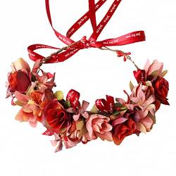 Blumenkrone, Blumenkranz, Stirnband, Blumengirlande, Stirnbänder, Rose, Blume, Hochzeit, Brautschmuck, Haarbänder, hawaiianisches Party-Zubehör für Kinder, Frauen, Mädchen von Plancholo