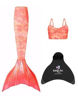 Planet Mermaid 4-teiliges Meerjungfrauenschwanz-Badeanzug für Mädchen inkl. Meerjungfrauenschwanz (Monoflosse Nicht im Lieferumfang enthalten), Oberteil, Kopfbedeckung und Meerjungfrau-Spiegel von Planet Mermaid