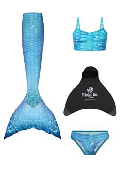 Planet Mermaid Kids Deluxe Set Meerjungfrauenschwanz Badeanzug für Mädchen in lebendigen Farben Inklusive führender Schwimmhilfe Magic Fin, Schwanz, Tankini-Top und Slip von Planet Mermaid
