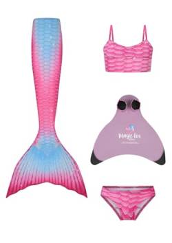 Planet Mermaid Kinder Deluxe Set Meerjungfrauenschwanz Badeanzug für Mädchen Inklusive führender Schwimmhilfe "Pink Magic Fin", Schwanz, Tankini-Top und Slip, Passion Pink, 6-7 Jahre, rose, 6-7 Jahre von Planet Mermaid