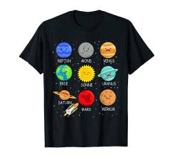 Planeten Kinder Weltraum Raketen Astronaut Sonnensystem T-Shirt von Planeten namen Geschenkidee Jungen Mädchen
