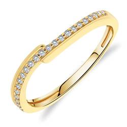 Damen-Ring aus Gelbgold 375/1000 mit 23 weißen Diamanten, 56 (17.8), Metall, Weißer Diamant von Planetys