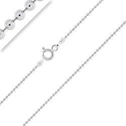 Planetys - Kugelkette 925 Sterling Silber Rhodiniert Kette - 1 mm Breite Verschiedene Längen: 50 cm von Planetys